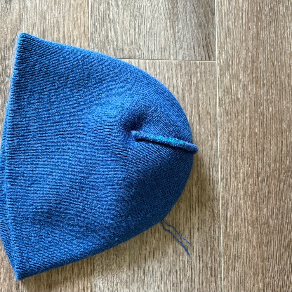Striped Teal and Navy Beanie - Picture 6 of 6